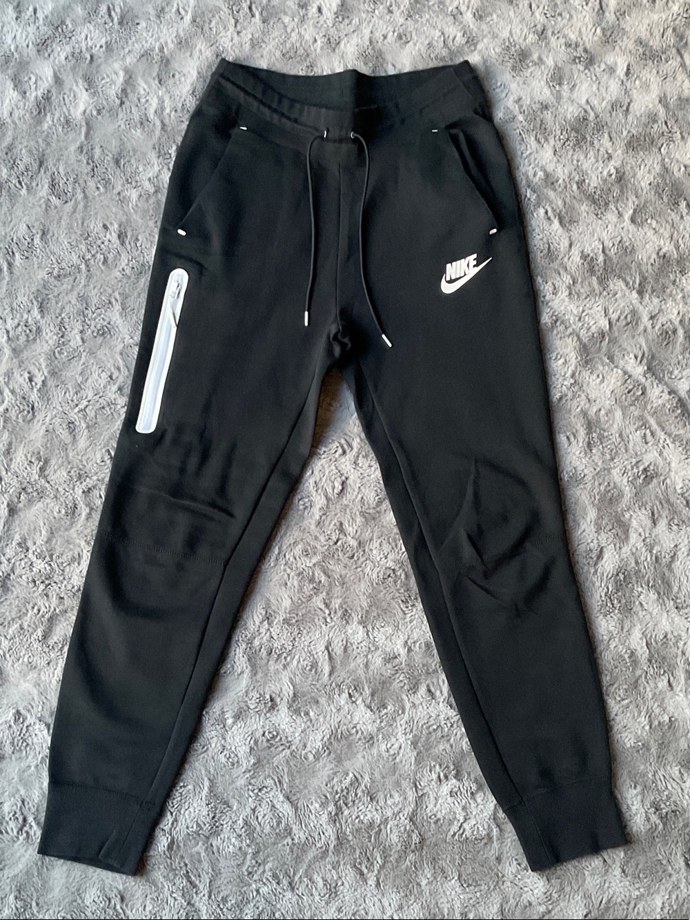 Nike Black Men’s Jogger Sweatpants with White Zip Accent